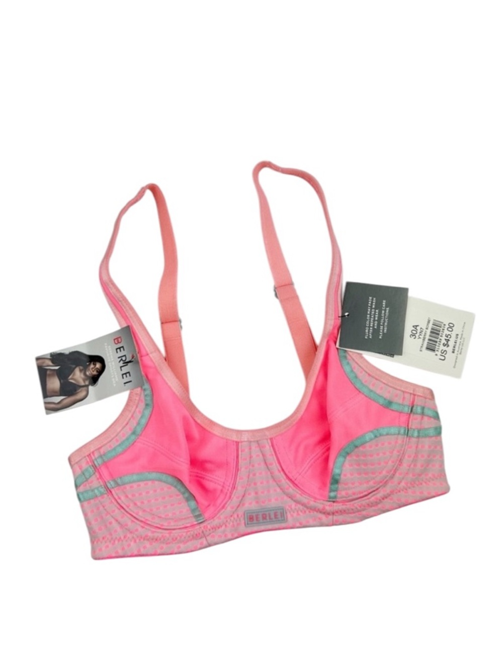 Berlei Neon Pink & Mint Underwire High Impact Sports Bra Size 30A